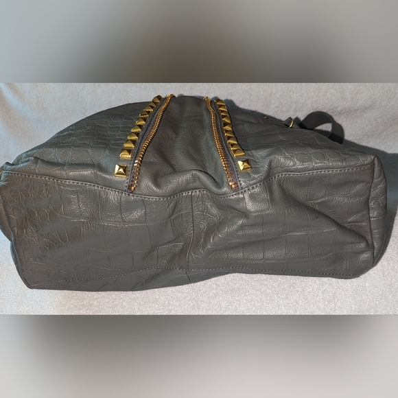 Betsey Johnson leather studded tassel hobo shoulder bag. - Picture 5 of 12